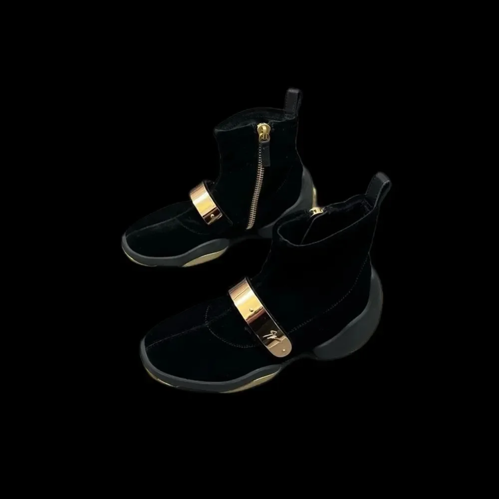 Giuseppe Zanotti Black and Gold Ankle Boots